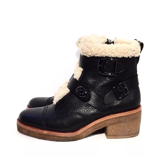 Coach Preston Leather Bootie with Shearling Trim - Picture 3 of 4